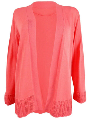 Charter Club Women's Textured Knit Open Cardigan Pink Size Large