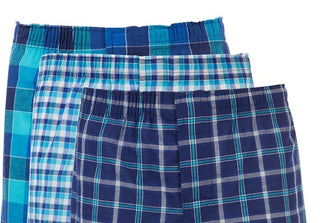 Hanes Boy's Underwear 3 Pack Platinum Comfort Soft Plaid Boxers Blue Size M