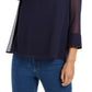Charter Club Women's Petite Sheer-Sleeve Top Blue Size P/SM