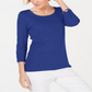 Karen Scott Women's Cotton 3/4 Sleeve Top Blue Size Small