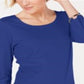 Karen Scott Women's Cotton 3/4 Sleeve Top Blue Size Small