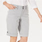 Charter Club Women's Striped Tummy Control Bermuda Shorts Gray Size 12 Petite