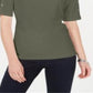 Karen Scott Women's Stud Embellished Boat Neck Top Green Size Small