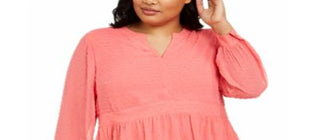 Charter Club Women's Plus Clip Dot Blouse Pink Size 2X