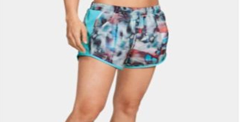Under Armour Women's Fly by Running Fitness Shorts Green Multi Size M