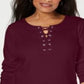 Karen Scott Women's Lace Up Long Sleeve Scoop Neck Top Red Size X-Small