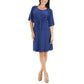 NY Collection Women's Raglan Elbow Sleeve Dress Navy  Size Petite Medium