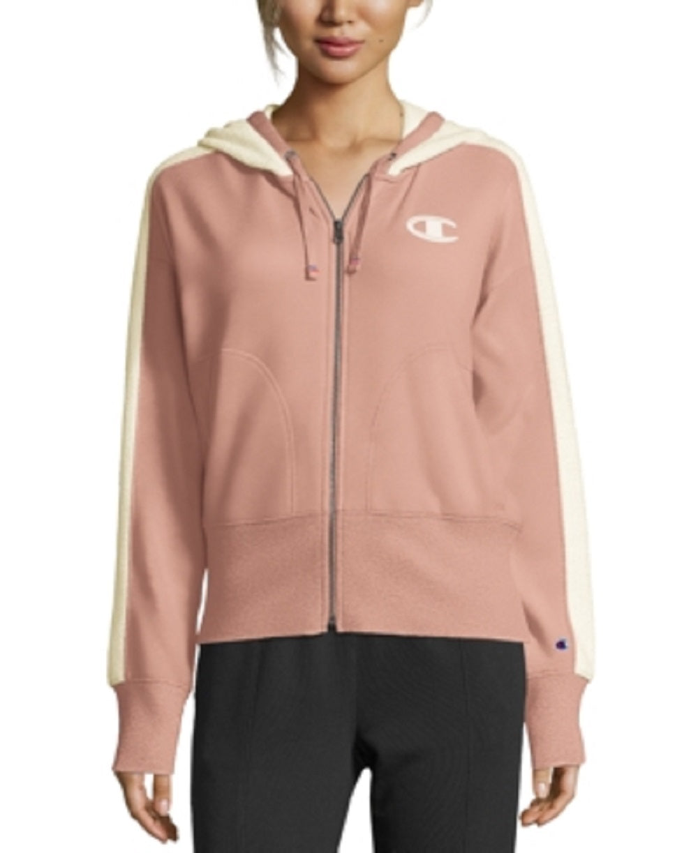 Champion Women's Heritage Herringbone Zip Hoodie Pink Size Large
