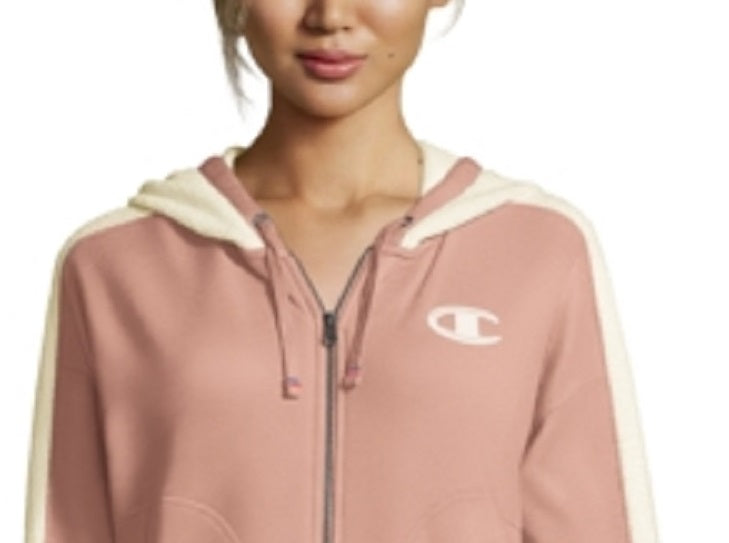 Champion Women's Heritage Herringbone Zip Hoodie Pink Size Large