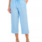 Charter Club Women's Tie-Waist Cropped Pants  Blue Size 18
