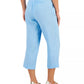 Charter Club Women's Tie-Waist Cropped Pants  Blue Size 18