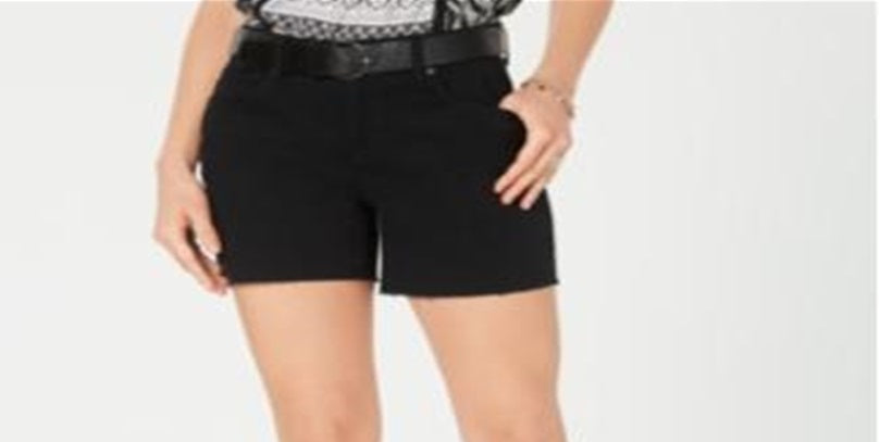 Style & Co Women's Belted Denim Shorts Black Size 4