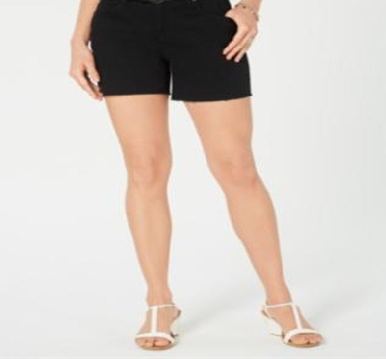 Style & Co Women's Belted Denim Shorts Black Size 4