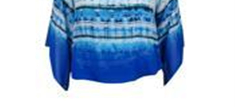 Alfani Women's Dot Printed Chiffon Blouson Blue Size Petite Small