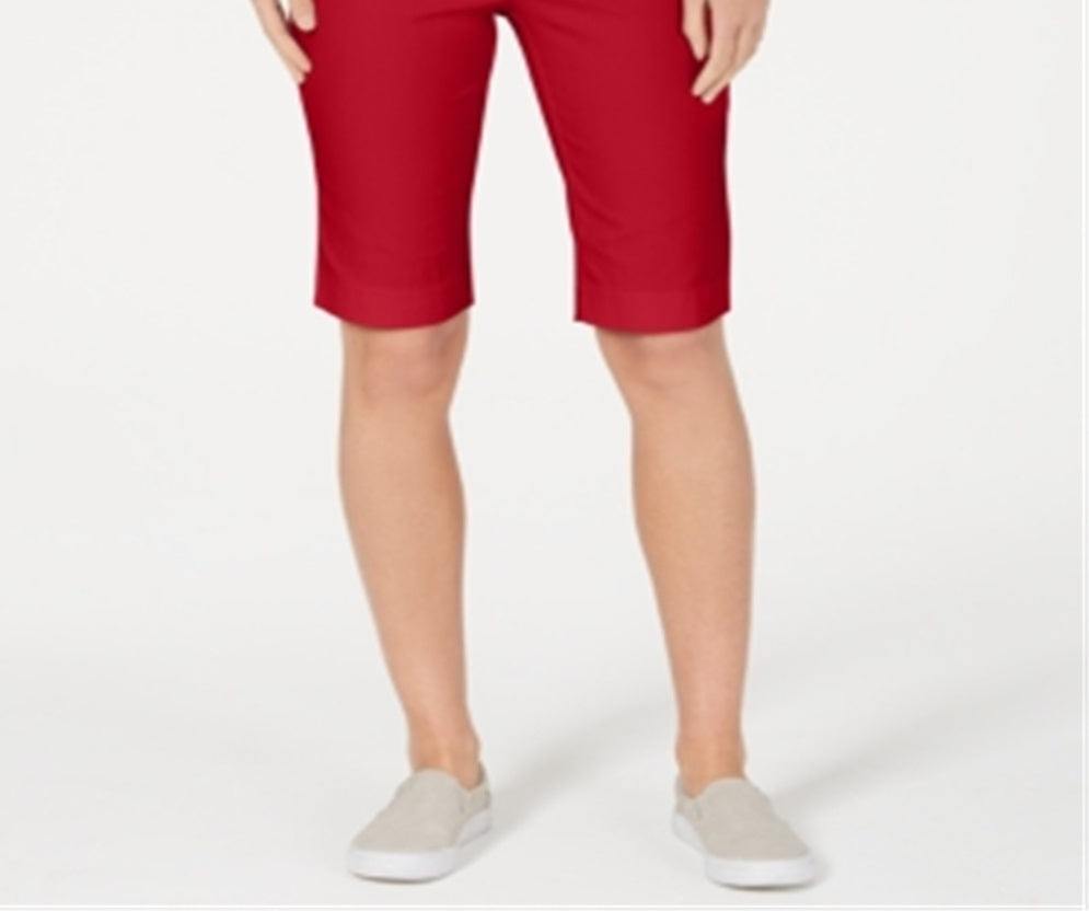 Charter Club Women's Pull On Bermuda Shorts Red Size Small