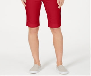 Charter Club Women's Pull On Bermuda Shorts Red Size Small