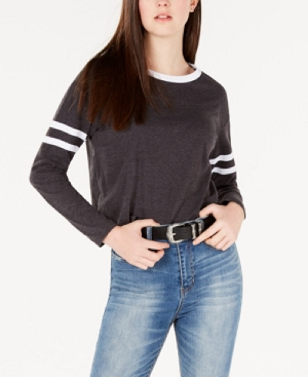 Ultra Flirt Junior's Varsity Football T-Shirt Black Size Medium