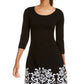Sequin Hearts Junior's Border Print A Line Sweater Dress Black Size Small
