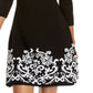 Sequin Hearts Junior's Border Print A Line Sweater Dress Black Size Small