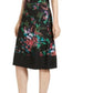 Trina Turk Women's Floral 3/4 Sleeve V Neck Below The Knee Fit Flare Dress Black Size 14