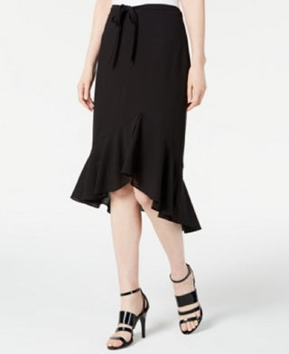 Calvin Klein Women's Ruffled High Low Skirt Black Size 14