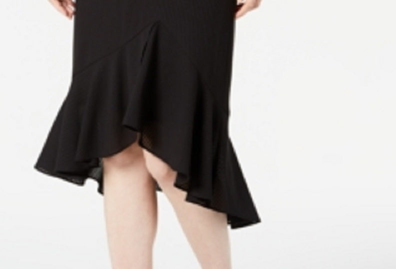 Calvin Klein Women's Ruffled High Low Skirt Black Size 14