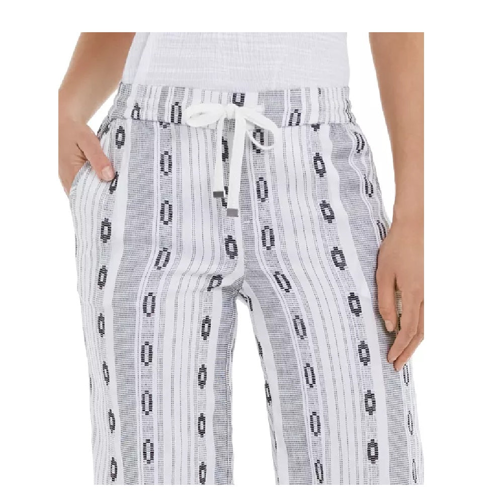Style & Co Women's Cropped Jacquard Pants  White Size S
