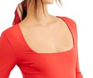 Free People Women's Truth Or Square Bodysuit Red Size Large