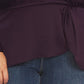 Vince Camuto Women's Plus Long Sleeve Hammer Satin Peplum Twist Blouse Purple Size 1X