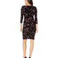 Ralph Lauren Women's Sheath Ruched Floral Dress Black Size 8