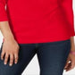 Karen Scott Women's Cotton Henley Top Red Size X-Small