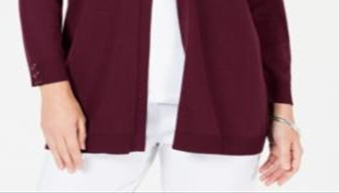 Karen Scott Women's Open Front Cardigan Red Size Petite Small