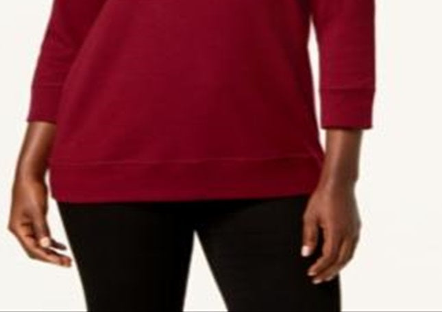 Karen Scott Women's Sport Scoop Neck Top Red Size Medium