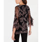 Alfani Women's Embroidered Flounce Sleeve Top Pink Size Petite L