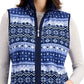 Karen Scott Women's Fair Isle Zip Front Vest Blue Size S
