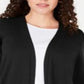 Karen Scott Women's Open Front Button Cuffed Cardigan Black Size Small