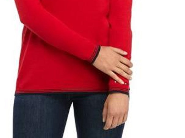 Tommy Hilfiger Women's Cotton Logo Heart Sweater Red Size Medium