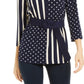 Alfani Women's Tie Polka Dot 3/4 Sleeve Blouse Party Top Blue Size Petite Medium
