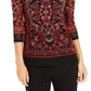 Charter Club Women's Printed Boat Neck Top Red Size X-Small