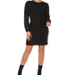 Black Tape Women's Belted Balloon leeve Sweater Dress Black Size Small