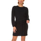 Black Tape Women's Belted Balloon leeve Sweater Dress Black Size Small