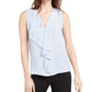 Calvin Klein Women's Sleeveless Ruffled Blouse Blue Size Small