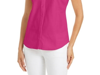 Charter Club Women's Cotton Pique Sleeveless Shirt Pink Size 18