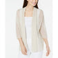 Alfani Women's Linen Blend Open Stitch Kimono Beige Size Small