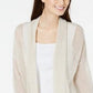 Alfani Women's Linen Blend Open Stitch Kimono Beige Size Small