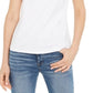 INC International Concepts Women's Sequin Fringe Cotton T-Shirt White Size Petite Medium