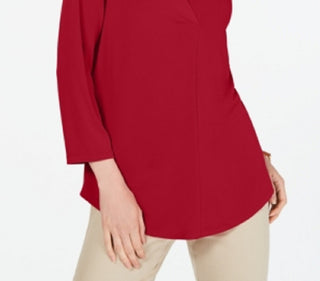 Charter Club Women's Women's 3/4 Sleeve Top Red Size Small