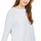 Style & Co. Women's Textured Heather Long Sleeve Crew Neck Blouse Sweater Size Blue Size Medium