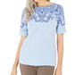 Karen Scott Women's Printed Boat Neck Top Blue Size X-Small