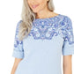 Karen Scott Women's Printed Boat Neck Top Blue Size X-Small